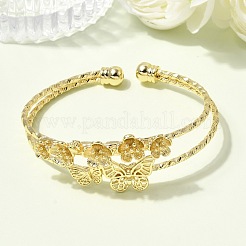 Латунь манжеты браслеты&nbsp;BJEW-F526-03G