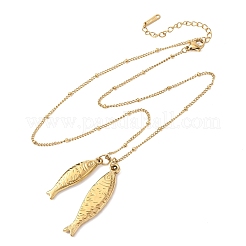 Парные ожерелья-спутники из нержавеющей стали 304 с подвеской в виде рыбки для женщин&nbsp;NJEW-Z108-02G