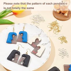 女の子用3Dプリントチャームダングルイヤリング製作キット  抽象的な顔のアクリルパーツを含む  樹脂と  真鍮のピアスフックと丸カン  ミックスカラー&nbsp;DIY-OC0007-64