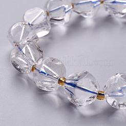 ファセット天然水晶ストレッチビーズブレスレット  ガラスビーズ  六面天体サイコロ  内径：1-7/8~2-1/8インチ（4.8~5.25cm）&nbsp;BJEW-H543-C10