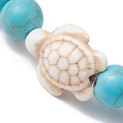Bracciali elastici rotondi e tartarugati con perline sintetiche di turchese e magnesite per le donne&nbsp;BJEW-JB10936-02