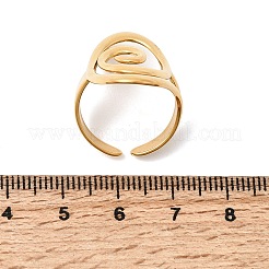 女性用304ステンレススチールカフオープンリング  スパイラル  イオンプレーティング（ip）  18KGP本金メッキ  29.5mm  usサイズ7 1/4(17.5mm)&nbsp;RJEW-L342-05G
