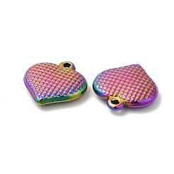 304ステンレスペンダント  ハートチャーム  虹色  16x15.5x3.5mm  穴：1.5mm&nbsp;STAS-H214-20RC