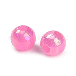 プラスチックビーズ  ラウンド  ABカラーメッキ  ショッキングピンク  6mm  穴：1.8mm  約6250個/500g&nbsp;KY-L082-02A-02