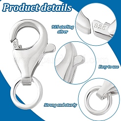 925 стерлингового серебра застежкой омар коготь&nbsp;STER-PH0002-66