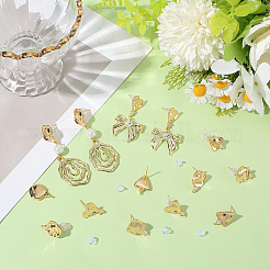 16 шт. 4 стиля латунных сережек-гвоздиков с микропаве из кубического циркония&nbsp;KK-BBC0018-64