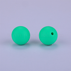 丸いシリコン焦点ビーズ  春の緑  15mm  穴：2mm&nbsp;SI-JX0046A-30