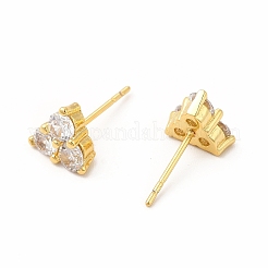 Серьги-гвоздики из латуни с микропаве из кубического циркония для женщин&nbsp;EJEW-H091-12G