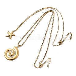 2 шт. 2 стиля ожерелья с подвеской в форме спиральной ракушки из нержавеющей стали 304 для женщин&nbsp;NJEW-F358-01G