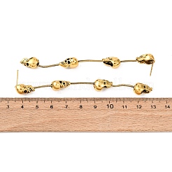 Серьги-гвоздики из сплава в виде черепа с кисточками в тибетском стиле на Хэллоуин EJEW-P328-01AG