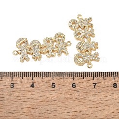 Dijes conectores de latón con microengaste de circonita cúbica transparente para la fabricación de joyas.&nbsp;CU-CBAAA59-01G-05