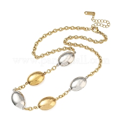 Colliers à maillons ovales en acier inoxydable 304 bicolore pour femmes&nbsp;NJEW-A074-10GP