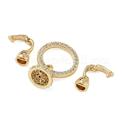 Кольцо латунное микропаве прозрачный кубический цирконий застежки-защелки&nbsp;KK-Z143-15G