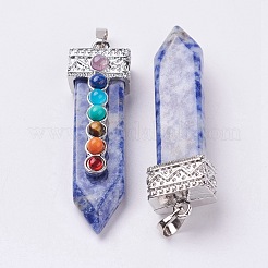 Natürlicher Jaspis mit blauen Flecken und großen Anhängern aus synthetischem & Naturstein-Chakra&nbsp;G-E415-A09
