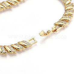 Браслеты-цепочки из латуни с микро паве и прозрачными фианитами для женщин ZIRC-T016-08G