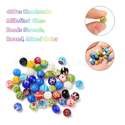 48 pz perline di vetro millefiori fatte a mano&nbsp;LK-YW0001-02A