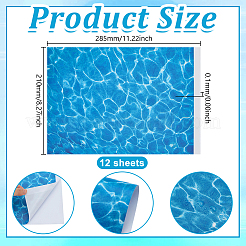 12 hoja de pegatinas de papel estucado con efecto de ondas en el agua&nbsp;DIY-GO0003-12