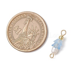 Подвески-шармы из искусственного пресноводного жемчуга и акрила с матовым цветком&nbsp;PALLOY-JF03590-10