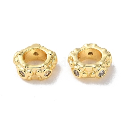 Messing Mikro ebnen Zirkonia European Beads, Großloch perlen, Stern, echtes 18k vergoldet, 7x7.5x3 mm, Bohrung: 4 mm