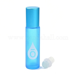 Glasfarbe ätherisches Öl leere Parfümflaschen, mit PP-Kunststoffkappen und Rollerball, Kolumne, matt, Deep-Sky-blau, 2x8.5 cm, Kapazität: 10 ml (0.34 fl. oz)