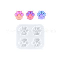 Cat Paw Print DIY Pendant Silicone Molds, for Keychain Making, Resin Casting Molds, For UV Resin, Epoxy Resin Jewelry Making, White, 51x55x12mm, Inner Diameter: 20x19mm
