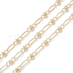 Handmade Brass Oval Link Chains, Soldered, with Spool, Nickel Free, Golden, 11.5x4.5x2mm, 5x6x3mm, about 16.40 Feet(5m)/Roll