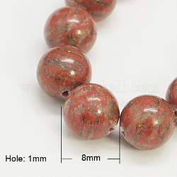 Jaspe de sésame naturel / perles de jaspe kiwi, ronde, rouge foncé, 8mm