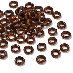 Donuts anillos de enlace de madera, teñido, sin plomo, tierra de siena, 12x4mm, agujero: 6 mm
