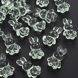 Perles en acrylique transparente, lapin, vert clair, 24.5x14.5x11mm, Trou: 2.5mm, environ 300 pcs/500 g