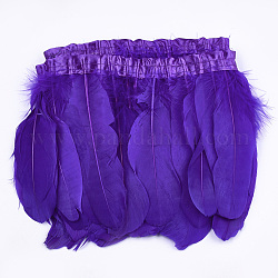 Taglio con frange di piume d'oca, accessori costume, tinto, viola scuro, 145~195 mm, circa 2 m / borsa