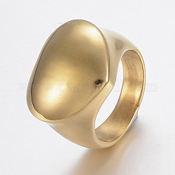 イオンプレーティング（ip）304ステンレス鋼ワイドバンドフィンガー指輪  ハート  ゴールドカラー  サイズ7  17mm