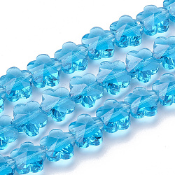 Transparente Glasperlen, facettiert, Pflaumenblüte, Deep-Sky-blau, 10x10x7 mm, Bohrung: 1 mm