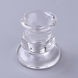 透明なガラスキャンドルホルダー  柱またはテーパーキャンドル用  家の装飾  透明  59~60x55~57mm  内径：22mm  2個/セット