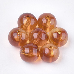Perles acryliques, style de pierres fines imitation, ronde, Sandy Brown, 20x19.5mm, Trou: 3mm