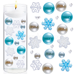 Sunnyclue remplisseurs de vase de Noël bricolage pour bougies flottantes de pièce maîtresse, y compris perle en plastique, Cabochons en résine, flocons d'aluminium, couleur mixte, 6mm