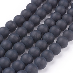 Natural Black Agate Beads Strands, Grade A, Frosted, Round, Dyed & Heated, 14mm, Hole: 1mm, about 28pcs/strand, 15.5 inch