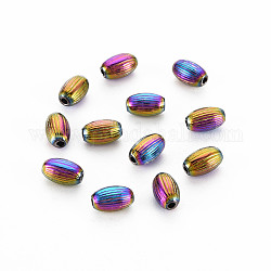 Perline in lega di colore arcobaleno con placcatura a cremagliera, cadmio & nichel &piombo libero, ovale, 8x5mm, Foro: 1.2 mm