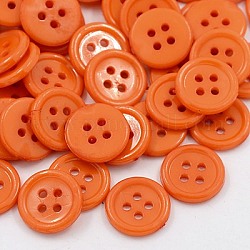 Акриловые швейные пуговицы , пластиковые пуговицы рубашки для дизайна костюма, 4-луночное, окрашенные, плоско-круглые, темно-оранжевый, 12x2 мм, отверстие : 1 мм