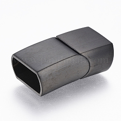 304 магнитная застежка из нержавеющей стали с клеевыми концами, прямоугольные, строковые, металлический черный, 23.5x13x8 мм, отверстие : 6x11.5 мм