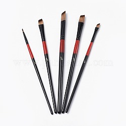 Pinceles de madera juegos de bolígrafos, para acuarela pintura al óleo, negro, 177~200x5~9mm, cepillo: 8~20x2.5~11.5 mm, 5 PC / sistema