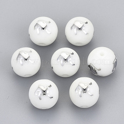 Perles en verre electroplate, rond avec motif de constellations, platinée, leo, 10mm, Trou: 1.2mm