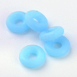 Gummi-O-Ringe, Donut Abstandsperlen, passen europäische Clip-Stopperperlen, Licht Himmel blau, 2 mm