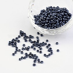 8/0 cuentas de semillas de vidrio redondas de colores metálicos galvanizados, negro, 3mm, agujero: 1 mm, aproximamente 1101 unidades / 50 g