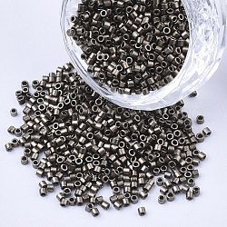 Cylinder Seed Beads, Uniform Size, Metallic Colours, Dark Khaki, 1.5~2x1~2mm, Hole: 0.8mm, about 4000pcs/bag, about 50g/bag