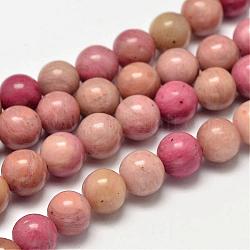 Runde natürlichen Rhodonit Perlen Stränge, 8 mm, Bohrung: 1 mm, ca. 49 Stk. / Strang, 15.5 Zoll