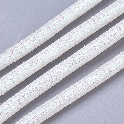 PVC Tubular Synthetic Rubber Cord, Hollow Pipe, with Glitter Powder, White, 5.5mm, Hole: 2.5mm, about 54.68 yards(50m)/bundle