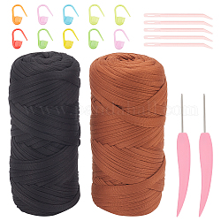 Wadorn набор инструментов для вязания своими руками, включая 2 рулон волоконного шнура, 10 пластиковый маркер для запирания петель, 5 иглы для пряжи и 2 крючка для вязания, разноцветные