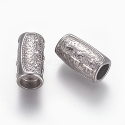 Perles en acier inoxydable, colonne, couleur inoxydable, 16x9mm, Trou: 2~6mm