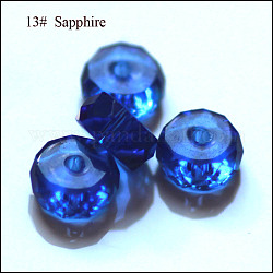 Имитация австрийских кристаллов, класс AAA, граненые, плоско-круглые, синие, 8x3.5 мм, отверстие : 0.9~1 мм