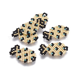 Pendentifs en perles de rocaille japonais miyuki & toho, motif de tissage, ananas, colorées, 26~26.5x15x2mm, Trou: 2x3mm